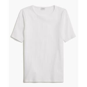 J.Crew Factory White Cotton Slim Tee NWT XS | Elbow Sleeve Scoopneck Minimalist